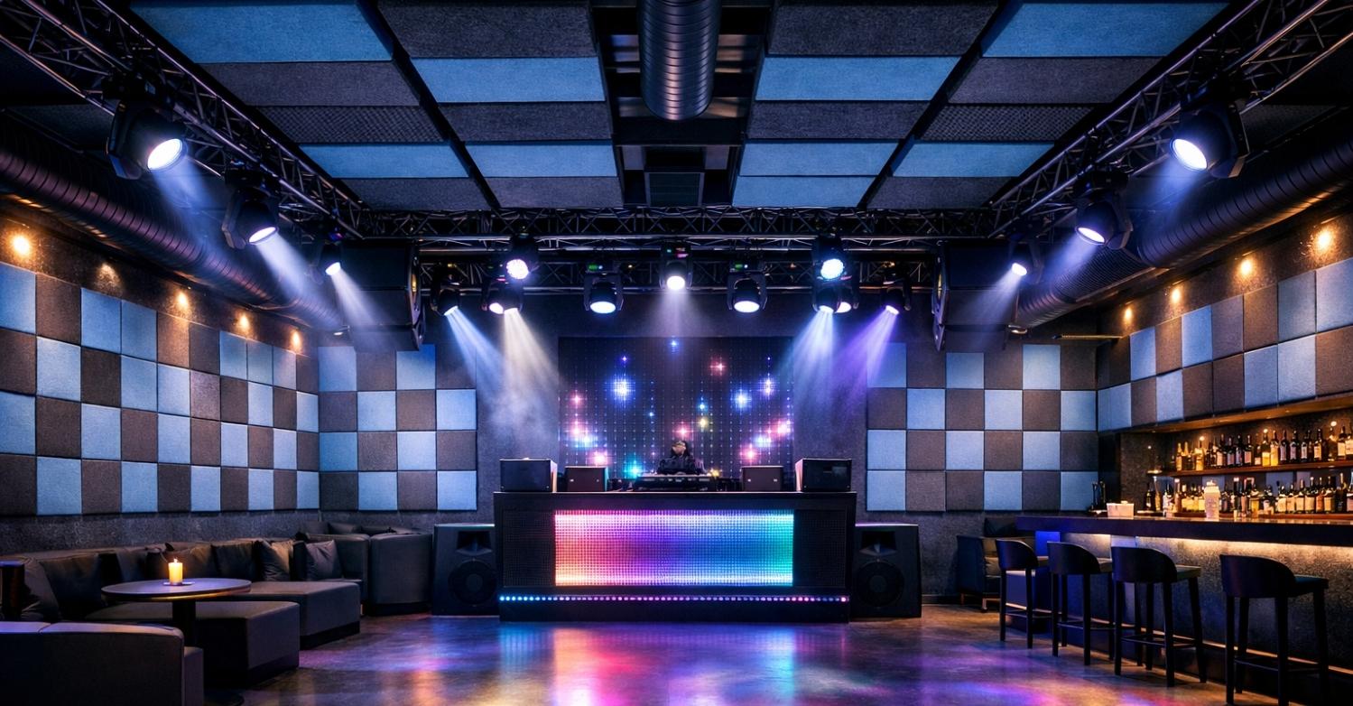 Nightclub wall and ceiling soundproofing